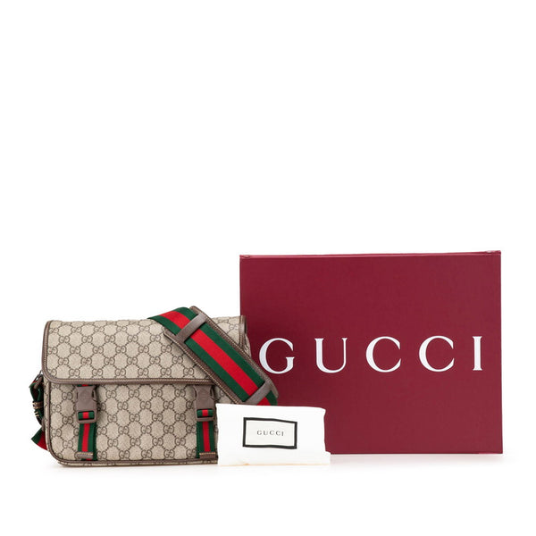 グッチ GGスプリーム シェリーライン ショルダーバッグ 760123 ブラウン PVC レザー レディース GUCCI 【中古】