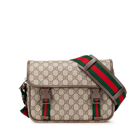 グッチ GGスプリーム シェリーライン ショルダーバッグ 760123 ブラウン PVC レザー レディース GUCCI 【中古】