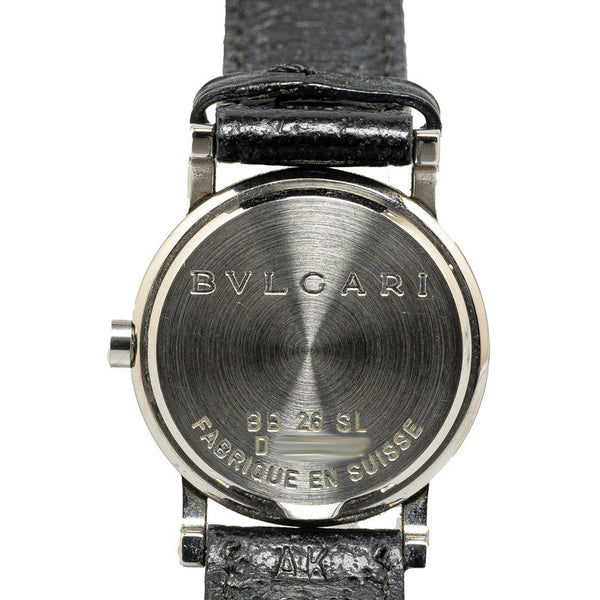 ブルガリ ブルガリブルガリ 腕時計 BB26SL クオーツ ブラック文字盤 ステンレススチール レザー レディース BVLGARI 【中古】