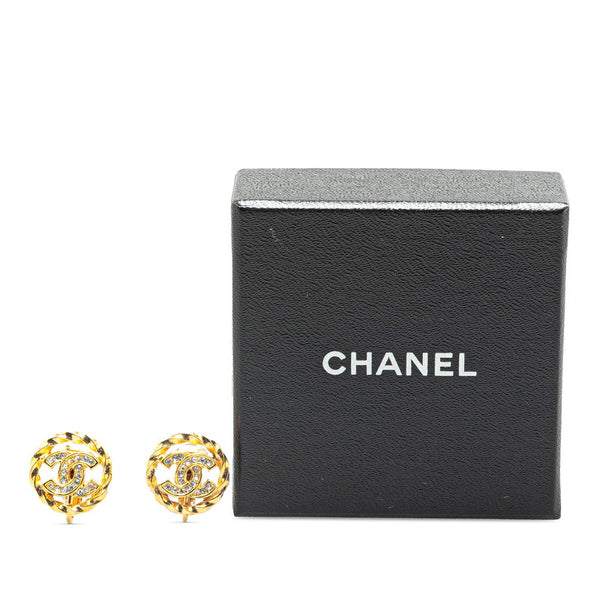 シャネル ココマーク ラウンド ラインストーン イヤリング ゴールド メッキ レディース CHANEL 【中古】
