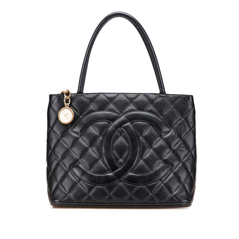 シャネル ココマーク マトラッセ 復刻トート トートバッグ ブラック キャビアスキン レディース CHANEL 【中古】