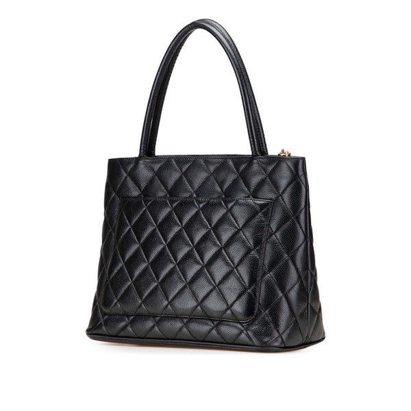 シャネル ココマーク マトラッセ 復刻トート トートバッグ ブラック キャビアスキン レディース CHANEL 【中古】