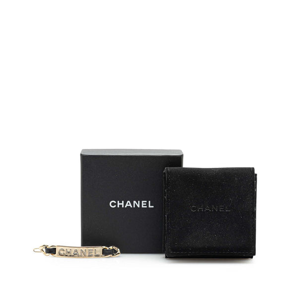 シャネル ロゴ バレッタ ヘアアクセサリー ゴールド ブラック メッキ レザー ラインストーン レディース CHANEL 【中古】