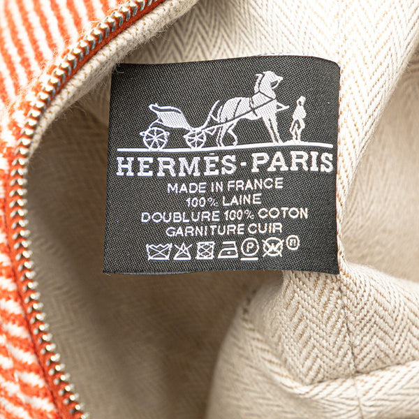 エルメス ブリッドアブラックPM Hナッテ ハンドバッグ トメット オレンジ ダークブルー ホワイト トワルアッシュ レディース HERMES 【中古】