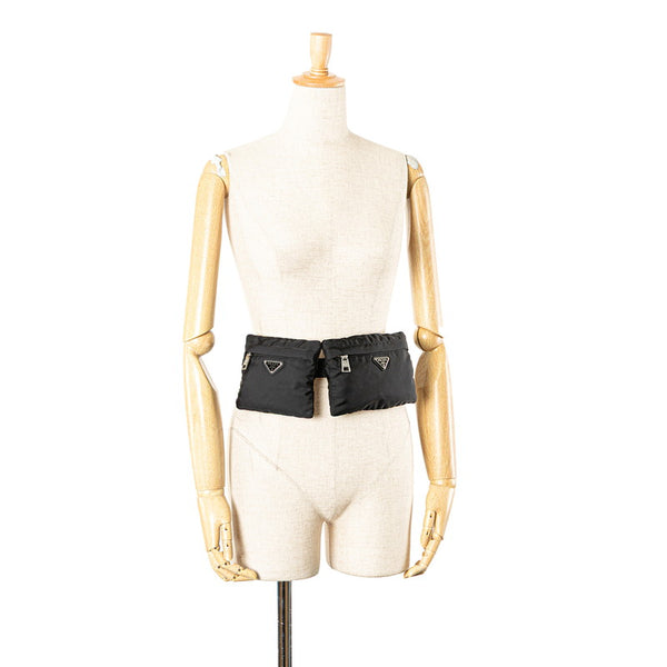 プラダ チェーン付き ベルトバッグ ボディバッグ 38/95 2CN212 ブラック ナイロン メンズ PRADA 【中古】