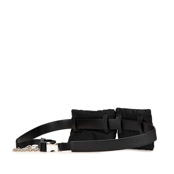 プラダ チェーン付き ベルトバッグ ボディバッグ 38/95 2CN212 ブラック ナイロン メンズ PRADA 【中古】