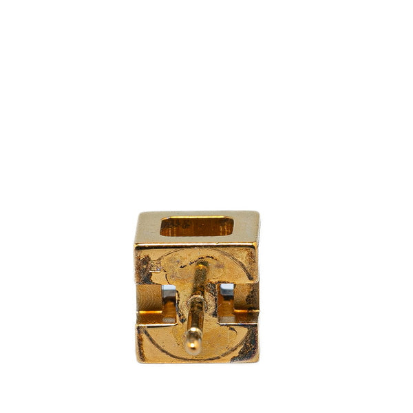 エルメス カージュドアッシュ Hキューブ ピアス ゴールド アイボリー メッキ レディース HERMES 【中古】