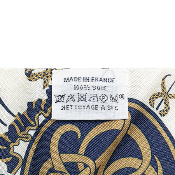 エルメス ツイリー EX-LIBRIS エクスリブリス スカーフ ホワイト ネイビー マルチカラー シルク レディース HERMES 【中古】