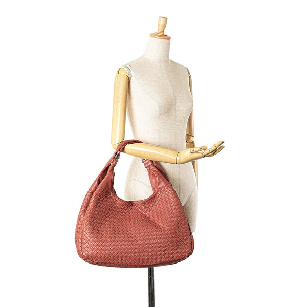 ボッテガヴェネタ イントレチャート ハンドバッグ レッド レザー レディース BOTTEGAVENETA 【中古】