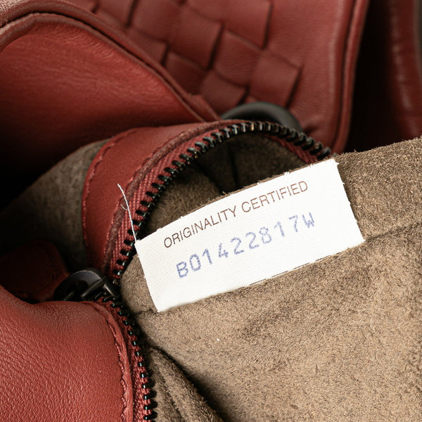 ボッテガヴェネタ イントレチャート ハンドバッグ レッド レザー レディース BOTTEGAVENETA 【中古】