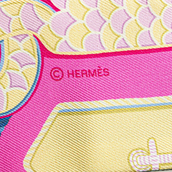 エルメス ツイリー Epaulettes de Gala 式典肩章 スカーフ カーキ ピンク マルチカラー シルク レディース HERMES 【中古】