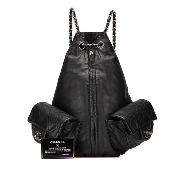 シャネル マトラッセ チェーン リュック バックパック A65834 ブラック ラムスキン レディース CHANEL 【中古】