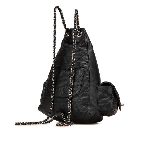 シャネル マトラッセ チェーン リュック バックパック A65834 ブラック ラムスキン レディース CHANEL 【中古】