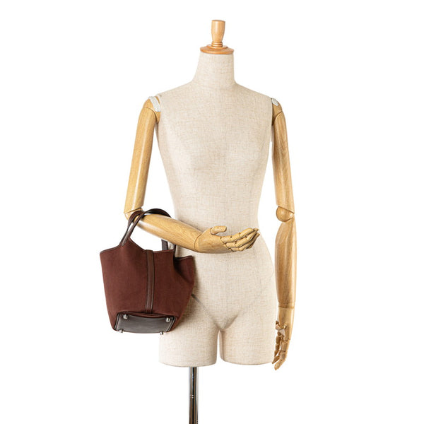 エルメス ピコタンPM ハンドバッグ ブラウン トワルシェブロン レディース HERMES 【中古】