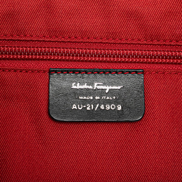 サルヴァトーレフェラガモ ガンチーニ トートバッグ AU-21 4909 ブラック キャンバス レザー レディース Salvatore Ferragamo 【中古】