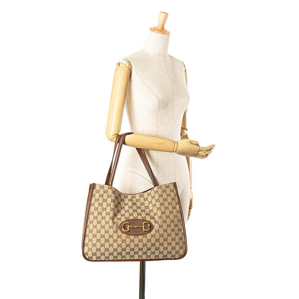 グッチ GGキャンバス ホースビット トートバッグ ハンドバッグ 623694 ブラウン キャンバス レザー レディース GUCCI 【中古】