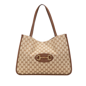 グッチ GGキャンバス ホースビット トートバッグ ハンドバッグ 623694 ブラウン キャンバス レザー レディース GUCCI 【中古】