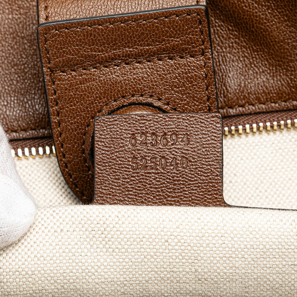 グッチ GGキャンバス ホースビット トートバッグ ハンドバッグ 623694 ブラウン キャンバス レザー レディース GUCCI 【中古】