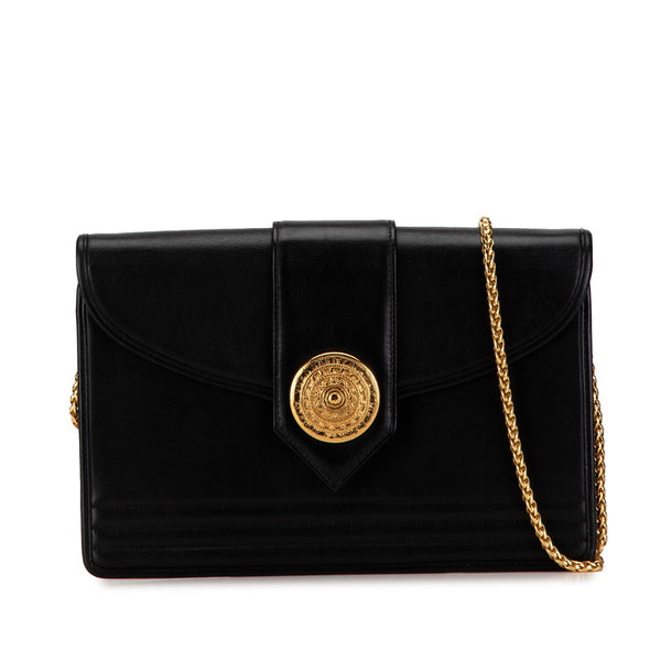 サンローラン コンチョ チェーン ショルダーバッグ ブラック レザー レディース SAINT LAURENT 【中古】