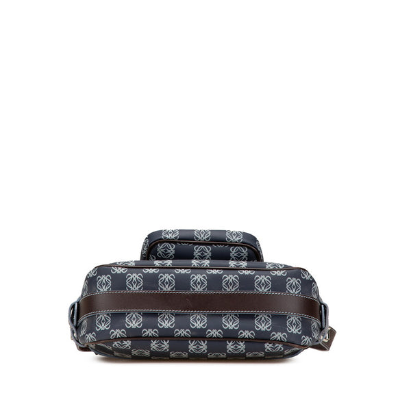 ロエベ アナグラム ワンショルダーバッグ ネイビー ブラウン PVC レザー レディース LOEWE 【中古】
