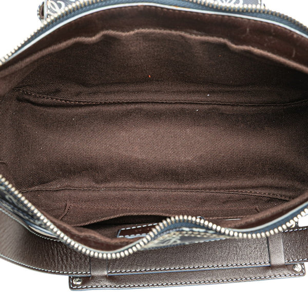 ロエベ アナグラム ワンショルダーバッグ ネイビー ブラウン PVC レザー レディース LOEWE 【中古】
