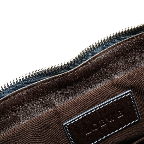 ロエベ アナグラム ワンショルダーバッグ ネイビー ブラウン PVC レザー レディース LOEWE 【中古】