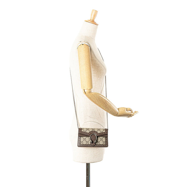 グッチ GGスプリーム ディオニュソス スーパーミニ スタッズ 斜め掛け チェーン ショルダーバッグ 476432 ベージュ ブラウン PVC レザー レディース GUCCI 【中古】