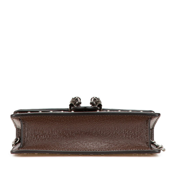 グッチ GGスプリーム ディオニュソス スーパーミニ スタッズ 斜め掛け チェーン ショルダーバッグ 476432 ベージュ ブラウン PVC レザー レディース GUCCI 【中古】