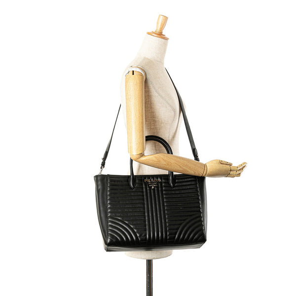 プラダ ダイアグラム ハンドバッグ ショルダーバッグ 2WAY 1BA195 ブラック レザー レディース PRADA 【中古】