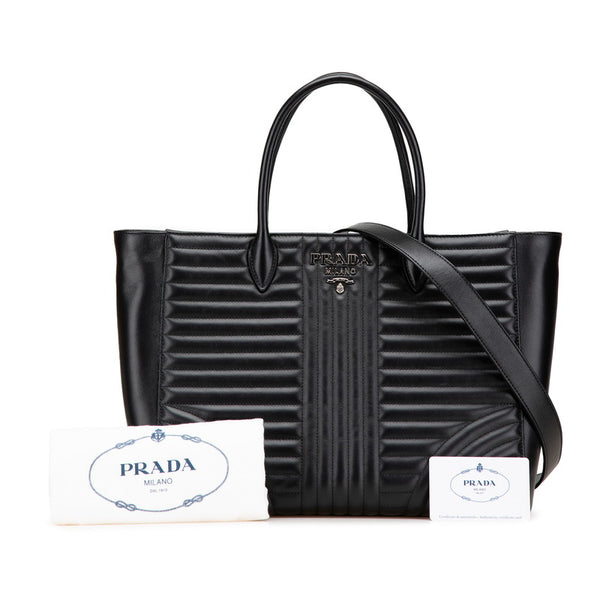 プラダ ダイアグラム ハンドバッグ ショルダーバッグ 2WAY 1BA195 ブラック レザー レディース PRADA 【中古】