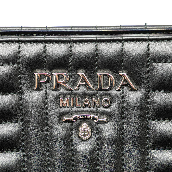 プラダ ダイアグラム ハンドバッグ ショルダーバッグ 2WAY 1BA195 ブラック レザー レディース PRADA 【中古】