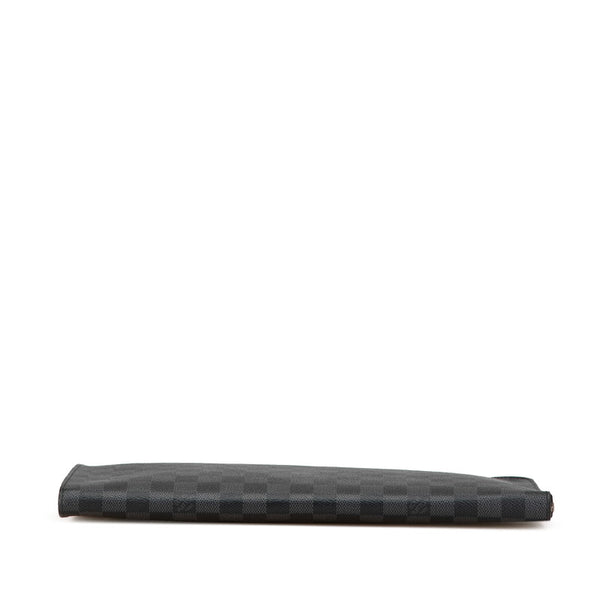ルイ ヴィトン ダミエ グラフィット ポシェット ヴォワヤージュ MM セカンドバッグ N41696 ブラック PVC レザー レディース LOUIS VUITTON 【中古】
