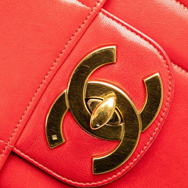 シャネル マドモアゼル ココマーク チェーン ショルダーバッグ ハンドバッグ レッド ラムスキン レディース CHANEL 【中古】
