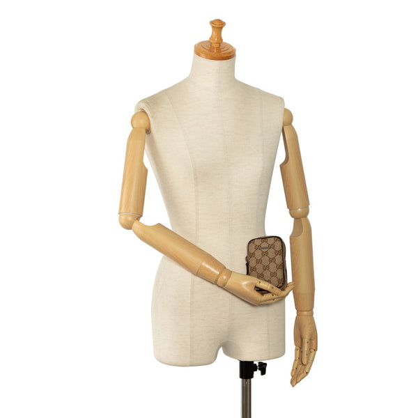 グッチ GGキャンバス シガレットケース ポーチ 115249 ベージュ ブラウン キャンバス レザー レディース GUCCI 【中古】