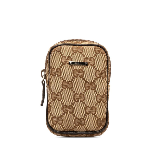 グッチ GGキャンバス シガレットケース ポーチ 115249 ベージュ ブラウン キャンバス レザー レディース GUCCI 【中古】