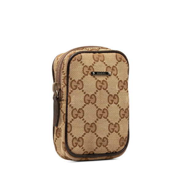 グッチ GGキャンバス シガレットケース ポーチ 115249 ベージュ ブラウン キャンバス レザー レディース GUCCI 【中古】
