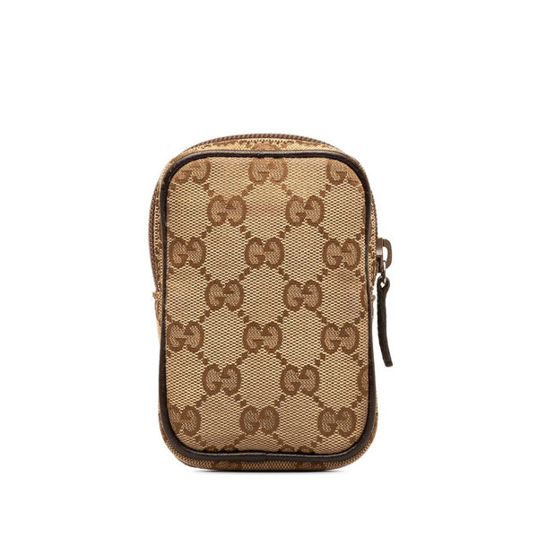 グッチ GGキャンバス シガレットケース ポーチ 115249 ベージュ ブラウン キャンバス レザー レディース GUCCI 【中古】