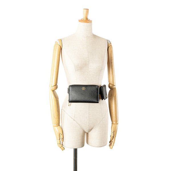 グッチ GGマーモント ベルトバッグ ウエストバッグ 長財布 カードケース 90/36 699304 ブラック レザー メンズ GUCCI 【中古】