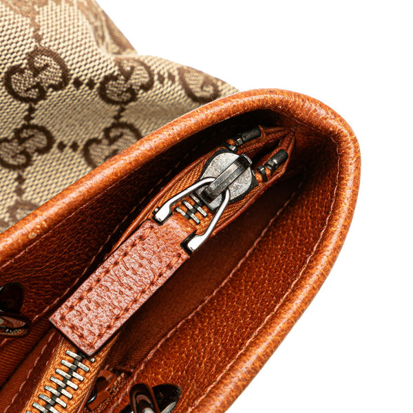 グッチ GGキャンバス ショルダーバッグ トートバッグ 120837 ベージュ ブラウン キャンバス レザー レディース GUCCI 【中古】