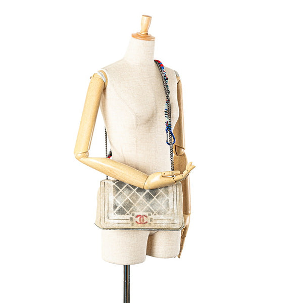 シャネル ココマーク グラフィティ アクト2 チェーン ショルダーバッグ ベージュ キャンバス レディース CHANEL 【中古】