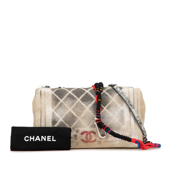 シャネル ココマーク グラフィティ アクト2 チェーン ショルダーバッグ ベージュ キャンバス レディース CHANEL 【中古】