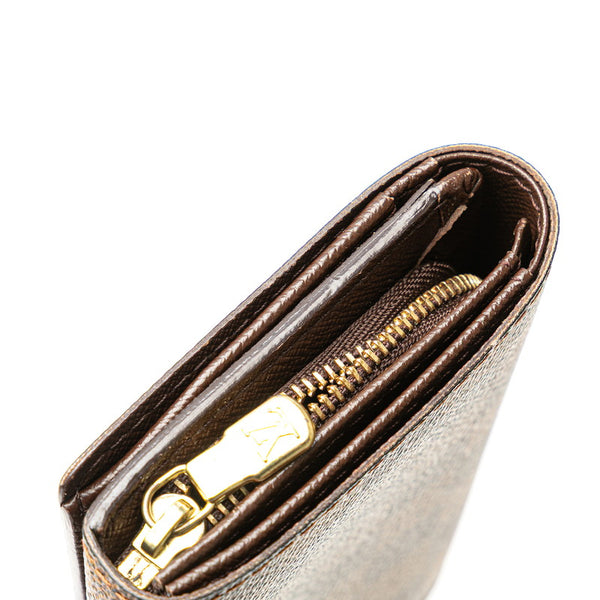 ルイ ヴィトン ダミエ トレゾール 二つ折り財布 N61736 ブラウン PVC レザー レディース LOUIS VUITTON 【中古】