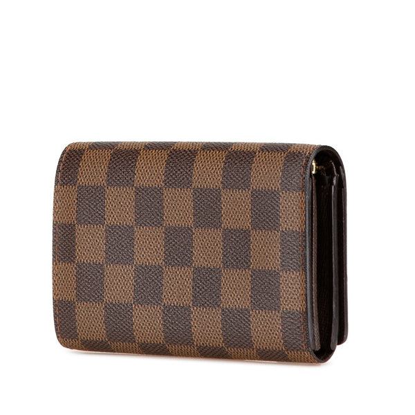 ルイ ヴィトン ダミエ トレゾール 二つ折り財布 N61736 ブラウン PVC レザー レディース LOUIS VUITTON 【中古】