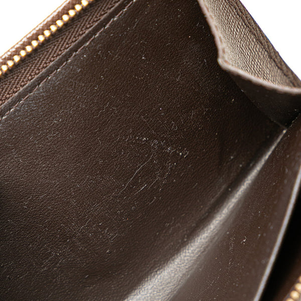 ルイ ヴィトン ダミエ トレゾール 二つ折り財布 N61736 ブラウン PVC レザー レディース LOUIS VUITTON 【中古】