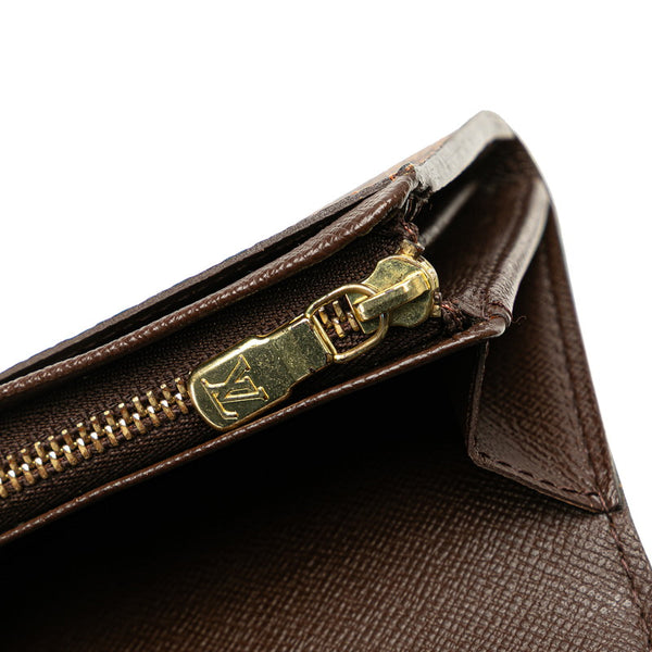 ルイ ヴィトン ダミエ トレゾール 二つ折り財布 N61736 ブラウン PVC レザー レディース LOUIS VUITTON 【中古】
