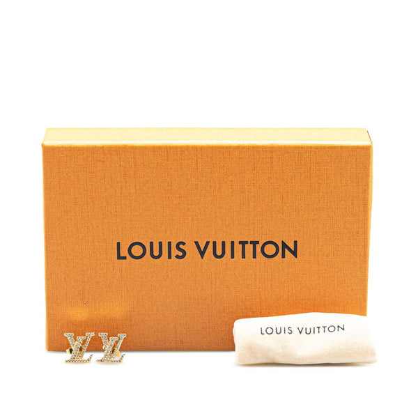ルイ ヴィトン LV アイコニック ストラス ピアス M00609 ゴールド メッキ ラインストーン レディース LOUIS VUITTON 【中古】