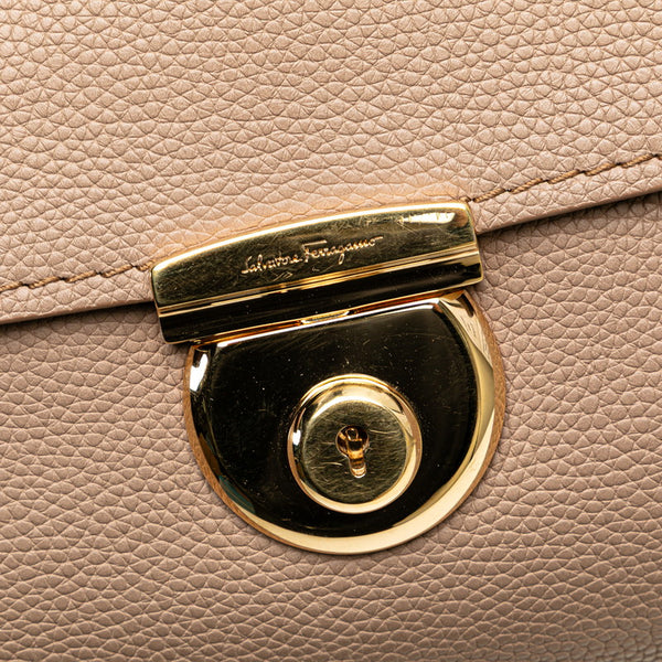 サルヴァトーレフェラガモ フィアンマ ハンドバッグ DH-21-E978 ブラウン ゴールド レザー レディース Salvatore Ferragamo 【中古】