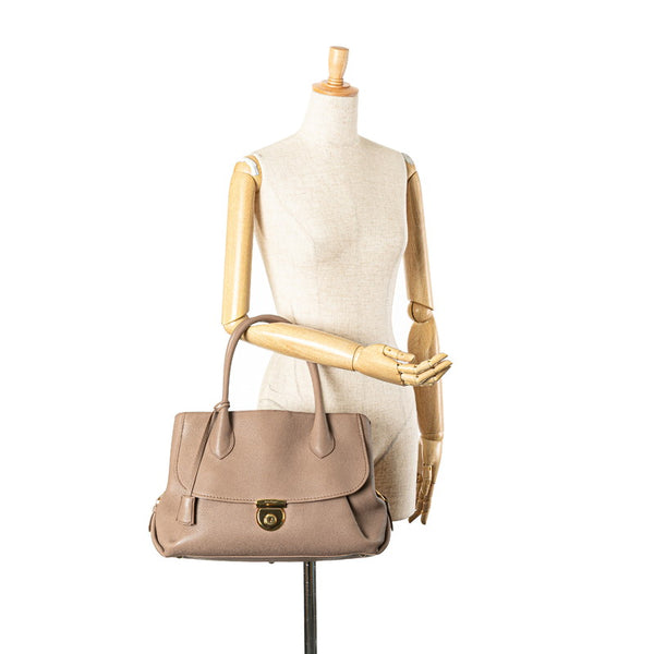 サルヴァトーレフェラガモ フィアンマ ハンドバッグ DH-21-E978 ブラウン ゴールド レザー レディース Salvatore Ferragamo 【中古】