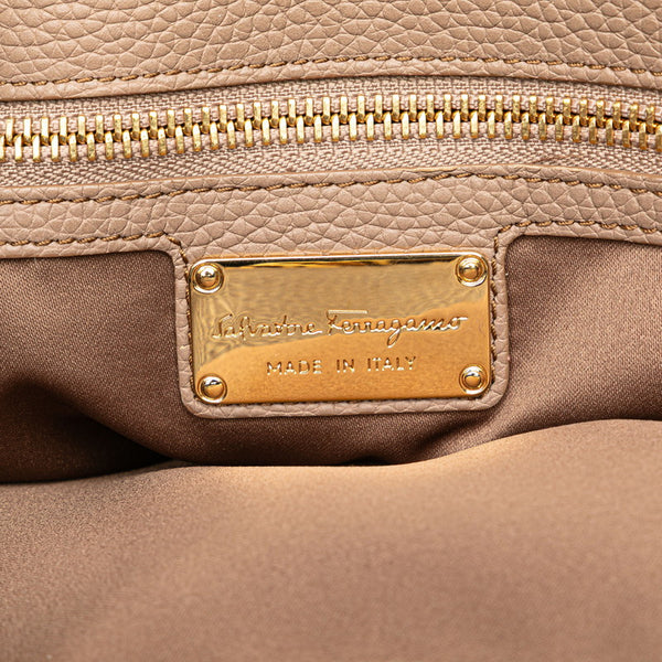 サルヴァトーレフェラガモ フィアンマ ハンドバッグ DH-21-E978 ブラウン ゴールド レザー レディース Salvatore Ferragamo 【中古】