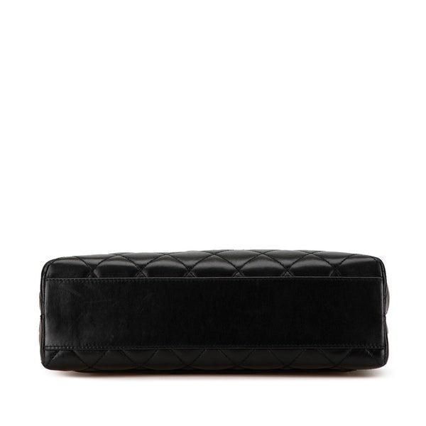 シャネル マトラッセ ココマーク トップハンドル フラップバッグ ブラック ラムスキン レディース CHANEL 【中古】